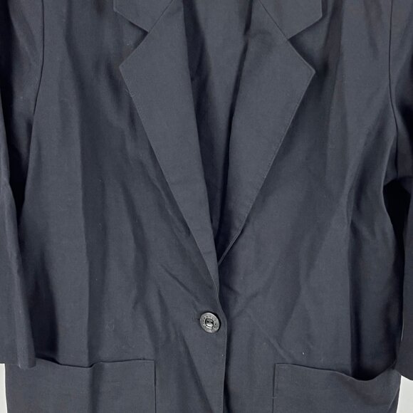 Cape Cod Blazer Jacket Size 16 Black 3/4 Sleeve Single Breasted One Button Pock - Picture 3 of 9
